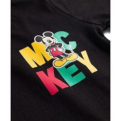 Babyhug Disney Single Jersey Knit Half Sleeves T-Shirt With Mickey Mouse Front & Back  Print - Black