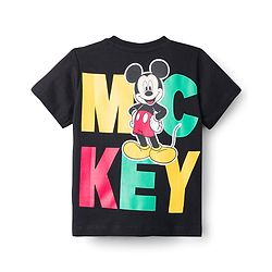 Babyhug Disney Single Jersey Knit Half Sleeves T-Shirt With Mickey Mouse Front & Back  Print - Black