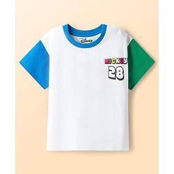 Babyhug Disney 100% Cotton Knit Half Sleeves T-Shirt With Mickey Mouse Graphic Front & Back Print - Multicolour
