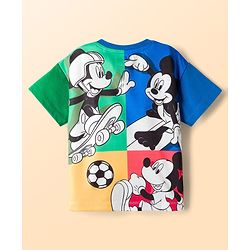 Babyhug Disney 100% Cotton Knit Half Sleeves T-Shirt With Mickey Mouse Graphic Front & Back Print - Multicolour