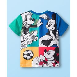 Babyhug Disney 100% Cotton Knit Half Sleeves T-Shirt With Mickey Mouse Graphic Front & Back Print - Multicolour