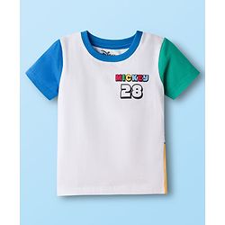 Babyhug Disney 100% Cotton Knit Half Sleeves T-Shirt With Mickey Mouse Graphic Front & Back Print - Multicolour