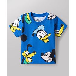Babyhug Disney Single Jersey Knit Half Sleeves T-Shirts with Mickey Mouse Graphic Pack of 3 - Orange Blue & White