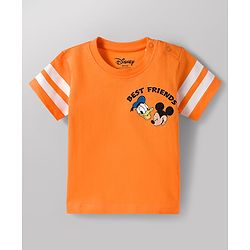 Babyhug Disney Single Jersey Knit Half Sleeves T-Shirts with Mickey Mouse Graphic Pack of 3 - Orange Blue & White