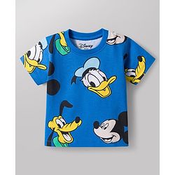 Babyhug Disney Single Jersey Knit Half Sleeves T-Shirts with Mickey Mouse Graphic Pack of 3 - Orange Blue & White