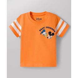 Babyhug Disney Single Jersey Knit Half Sleeves T-Shirts with Mickey Mouse Graphic Pack of 3 - Orange Blue & White