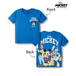 Babyhug Disney 100% Cotton Knit Half Sleeves T-shirt With Mickey & Friends Front & Back Print - Multicolour