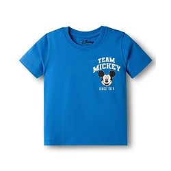 Babyhug Disney 100% Cotton Knit Half Sleeves T-shirt With Mickey & Friends Front & Back Print - Multicolour