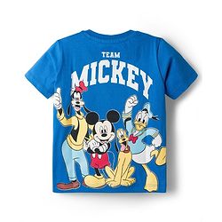 Babyhug Disney 100% Cotton Knit Half Sleeves T-shirt With Mickey & Friends Front & Back Print - Multicolour