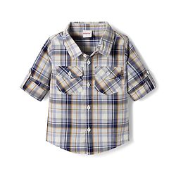 Babyhug Cotton Denim Full Sleeves Checkered Shirt & Jeans Set- Blue