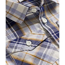 Babyhug Cotton Denim Full Sleeves Checkered Shirt & Jeans Set- Blue