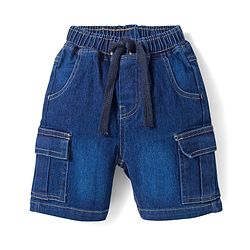 Babyhug Cotton Woven Half Sleeves Mandarin Collar Stripes Shirt & Shorts  Set - Light Blue