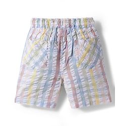 Babyhug Cotton Woven Half Sleeves Bear Printed Shirt & Checkered Shorts - Blue