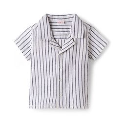 Babyhug Cotton Woven Half Sleeves Striped Shirt & Denim Shorts Set - Blue