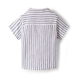 Babyhug Cotton Woven Half Sleeves Striped Shirt & Denim Shorts Set - Blue