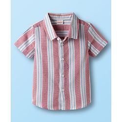 Babyhug Cotton Woven Half Sleeves Co-ords Striped Shirt & Shorts Set - Multicolor