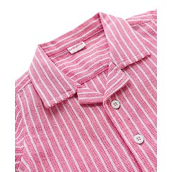 Babyhug Cotton Woven Half Sleeves Striped Shirt & Denim Shorts Set - Multicolor
