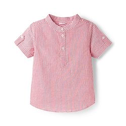 Babyhug Cotton Woven Half Sleeves Striped Shirt & Denim Shorts Set - Blue