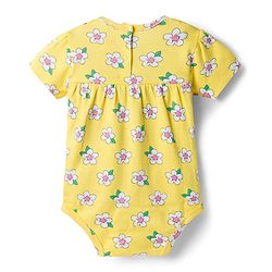 Babyhug 100% Cotton Knit Half Sleeves Onesies with Lemon Floral & Polka Dots Print Pack of 3 - Multicolor