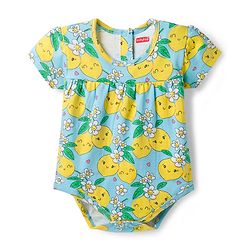 Babyhug 100% Cotton Knit Half Sleeves Onesies with Lemon Floral & Polka Dots Print Pack of 3 - Multicolor