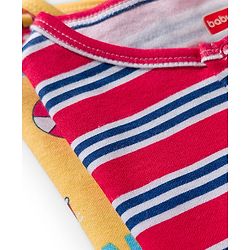 Babyhug 100% Cotton Knit Half Sleeves Front Open Striped Rompers with Nautical Theme Print Pack of 2 - Multicolor