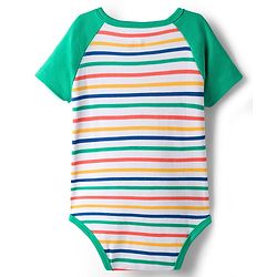 Babyhug 100% Cotton Knit Half Raglan Sleeves Onesie With Teddy Bear Print - Green