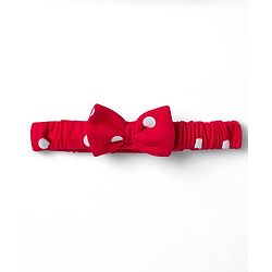 Babyhug 100% Cotton Knit Half Sleeves Onesie with Hairband & Polka Dot Print - Red