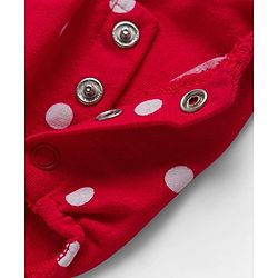 Babyhug 100% Cotton Knit Half Sleeves Onesie with Hairband & Polka Dot Print - Red