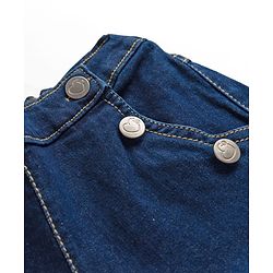 Babyhug Full Length Washed Denim Jeans With Stretch - Navy Blue