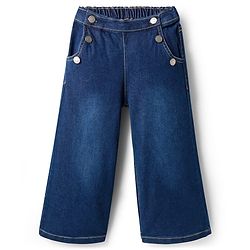 Babyhug Full Length Washed Denim Jeans With Stretch - Navy Blue
