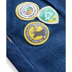 Babyhug Full Length Washed Denim Jeans With Patch Detailing & Stretch - Blue