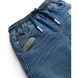 Babyhug Full Length Denim Jeans with Patch Detailing - Blue
