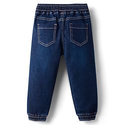 Babyhug Full Length Denim Jeans with Stretch & Patch Detailing - Navy Blue
