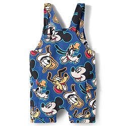 Babyhug Disney Cotton Knit Half Sleeves T-Shirt & Dungaree with Mickey Mouse Graphic - Blue