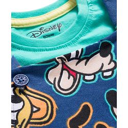 Babyhug Disney Cotton Knit Half Sleeves T-Shirt & Dungaree with Mickey Mouse Graphic - Blue