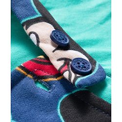 Babyhug Disney Cotton Knit Half Sleeves T-Shirt & Dungaree with Mickey Mouse Graphic - Blue
