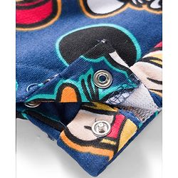 Babyhug Disney Cotton Knit Half Sleeves T-Shirt & Dungaree with Mickey Mouse Graphic - Blue