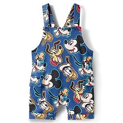 Babyhug Disney Cotton Knit Half Sleeves T-Shirt & Dungaree with Mickey Mouse Graphic - Blue