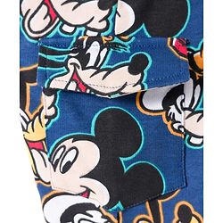 Babyhug Disney Cotton Knit Half Sleeves T-Shirt & Dungaree with Mickey Mouse Graphic - Blue