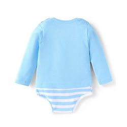 Babyhug Disney Interlock Knit Full Sleeves Onesie with Cap Mittens & Booties Lion King Graphic - Blue