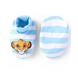 Babyhug Disney Interlock Knit Full Sleeves Onesie with Cap Mittens & Booties Lion King Graphic - Blue