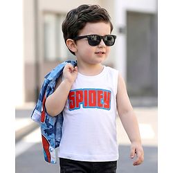 Babyhug Marvel 100% Cotton Knit Full Sleeves Shirt & Sleeveless Tank T-Shirt With Spider Man Graphics - Multicolour