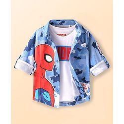 Babyhug Marvel 100% Cotton Knit Full Sleeves Shirt & Sleeveless Tank T-Shirt With Spider Man Graphics - Multicolour
