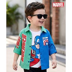 Babyhug Marvel 100% Cotton Knit Full Sleeves Shirt & T-Shirt With Avengers Graphics - Multicolour