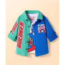 Babyhug Marvel 100% Cotton Knit Full Sleeves Shirt & T-Shirt With Avengers Graphics - Multicolour