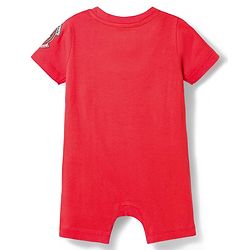 Babyhug Marvel 100% Cotton Knit Half Sleeves Romper With Spider Man Graphic & Cap - Red