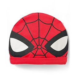 Babyhug Marvel 100% Cotton Knit Half Sleeves Romper With Spider Man Graphic & Cap - Red