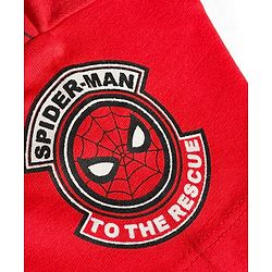 Babyhug Marvel 100% Cotton Knit Half Sleeves Romper With Spider Man Graphic & Cap - Red