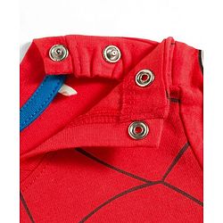 Babyhug Marvel 100% Cotton Knit Half Sleeves Romper With Spider Man Graphic & Cap - Red