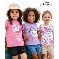 Babyhug Disney Single Jersey knit Half Sleeves T-Shirts with Marie Graphic Pack of 3 - Multicolor
